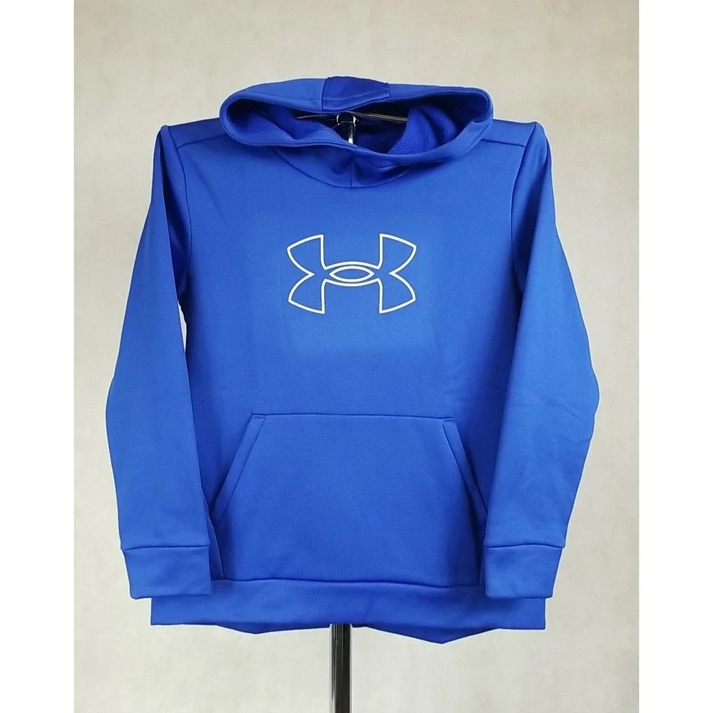 NWT‎ Under Armour Hoodie Girl Size XL Pullover Hooded Sweatshirt Blue Logo NEW